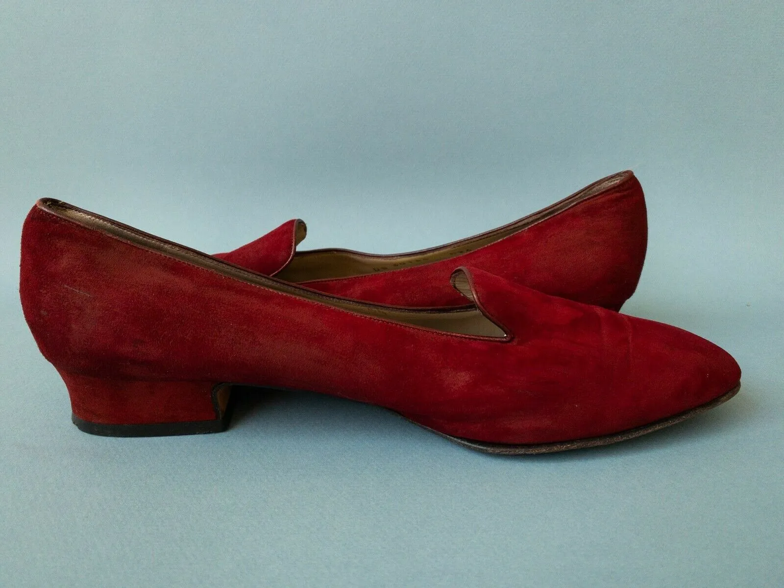 80's FERRAGAMO Wine Red Suede Loafers | 8.5