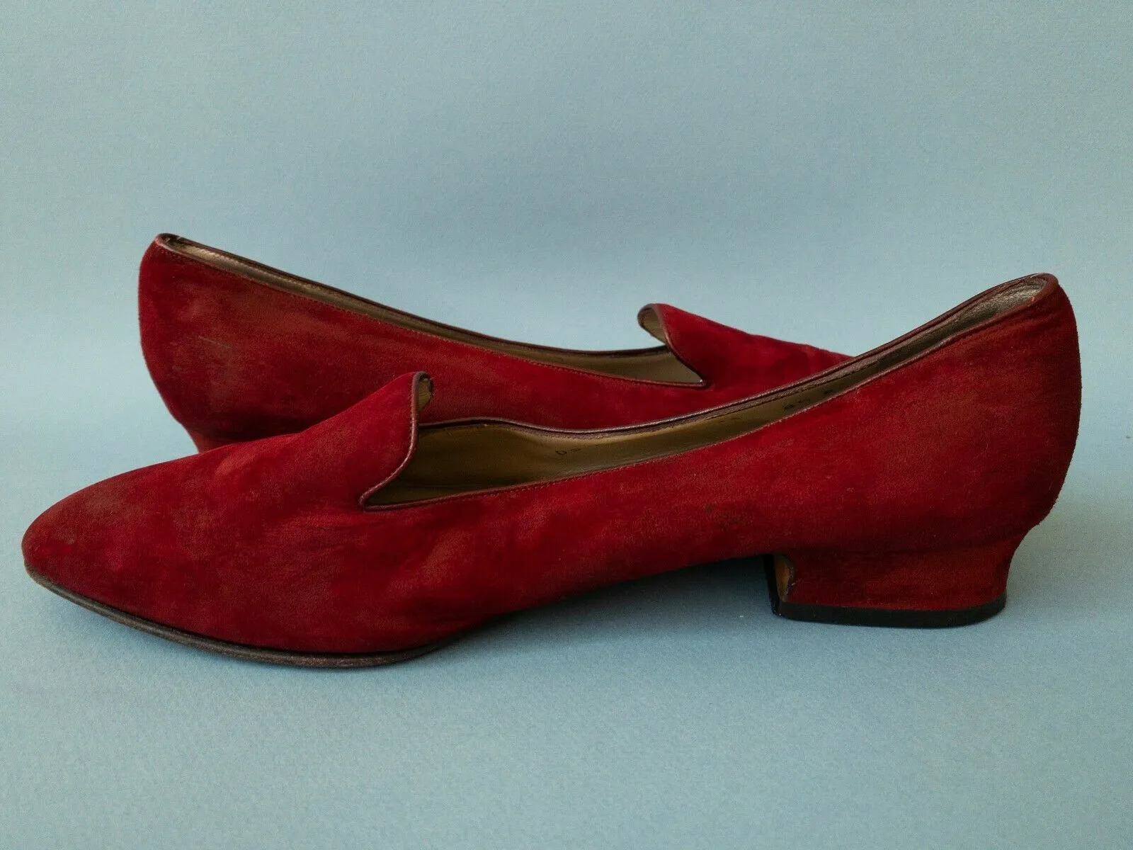 80's FERRAGAMO Wine Red Suede Loafers | 8.5