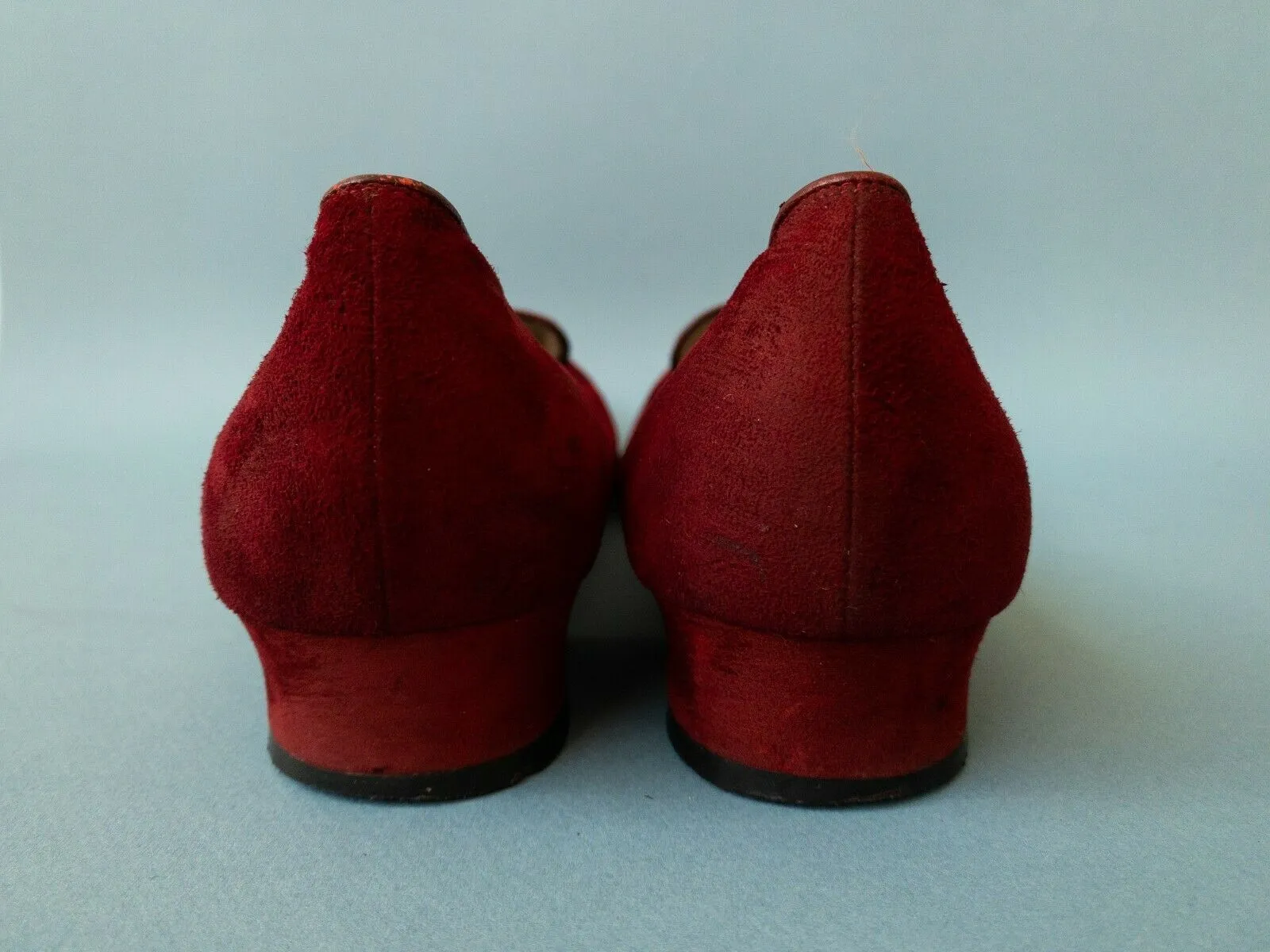 80's FERRAGAMO Wine Red Suede Loafers | 8.5