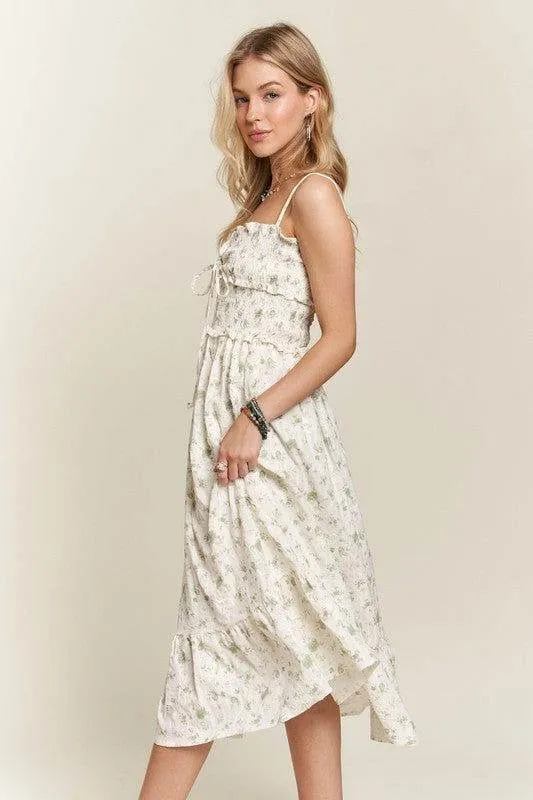 ADORA Smocked Floral Sweetheart Neck Cami Dress