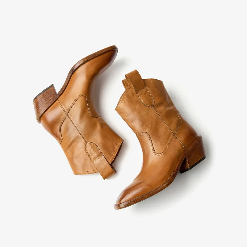 Beau Today  Washed horse skin  Women boots Straight-in
