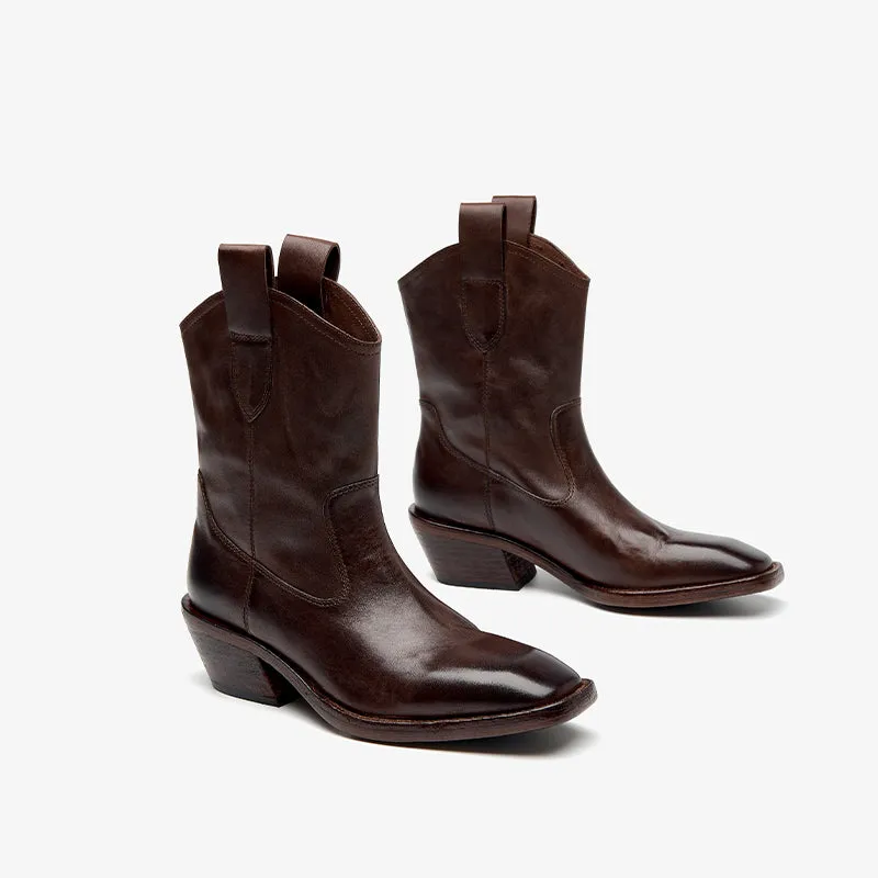 Beau Today  Washed horse skin  Women boots Straight-in