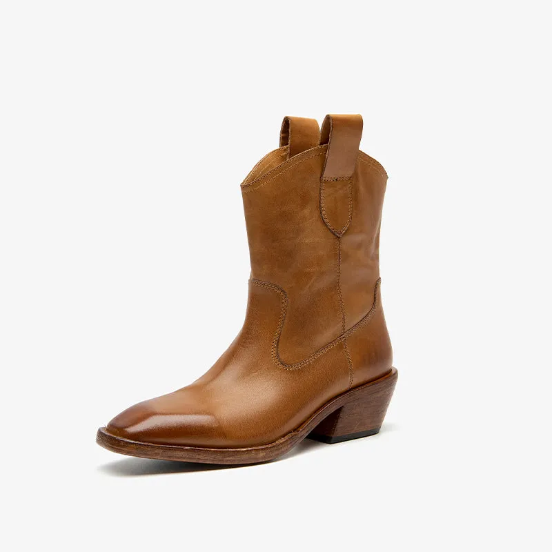 Beau Today  Washed horse skin  Women boots Straight-in