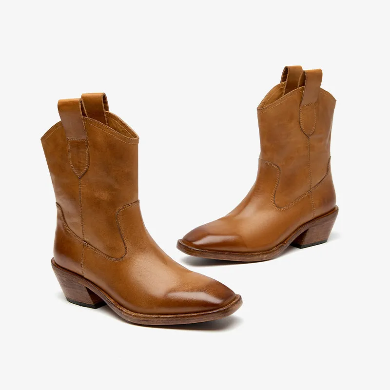 Beau Today  Washed horse skin  Women boots Straight-in