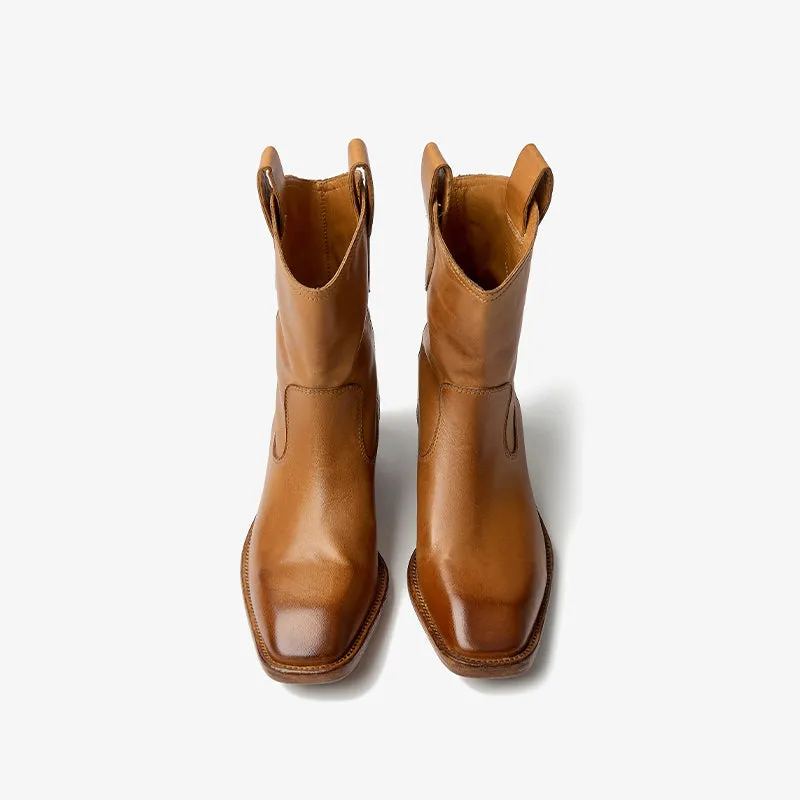 Beau Today  Washed horse skin  Women boots Straight-in