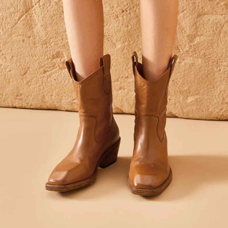 Beau Today  Washed horse skin  Women boots Straight-in