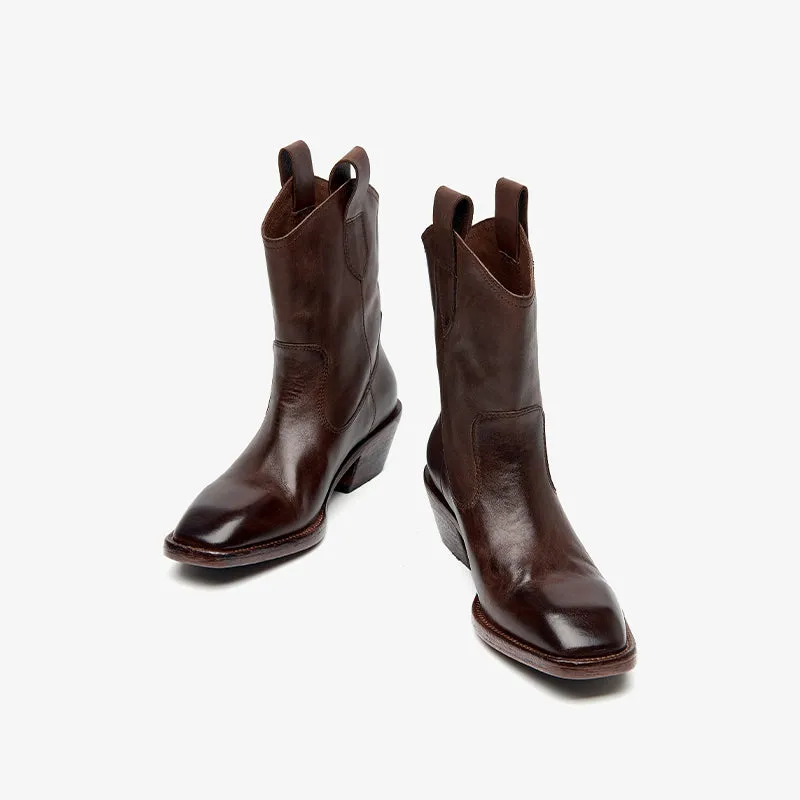 Beau Today  Washed horse skin  Women boots Straight-in
