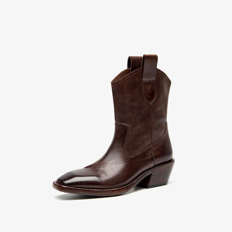 Beau Today  Washed horse skin  Women boots Straight-in