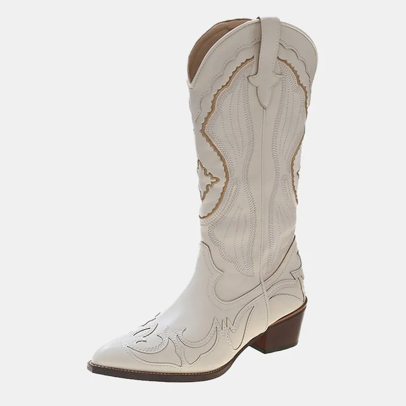 Begonia Embroidered Western Cowboy Boots