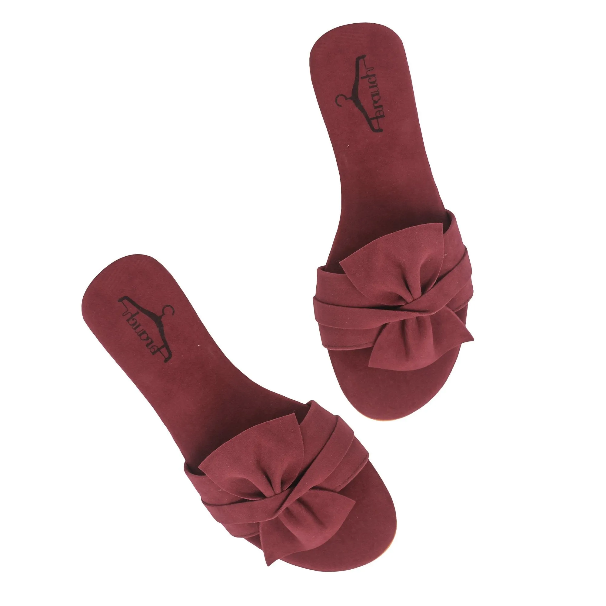 Brauch Women's Maroon Suede Bow Flats/Slippers