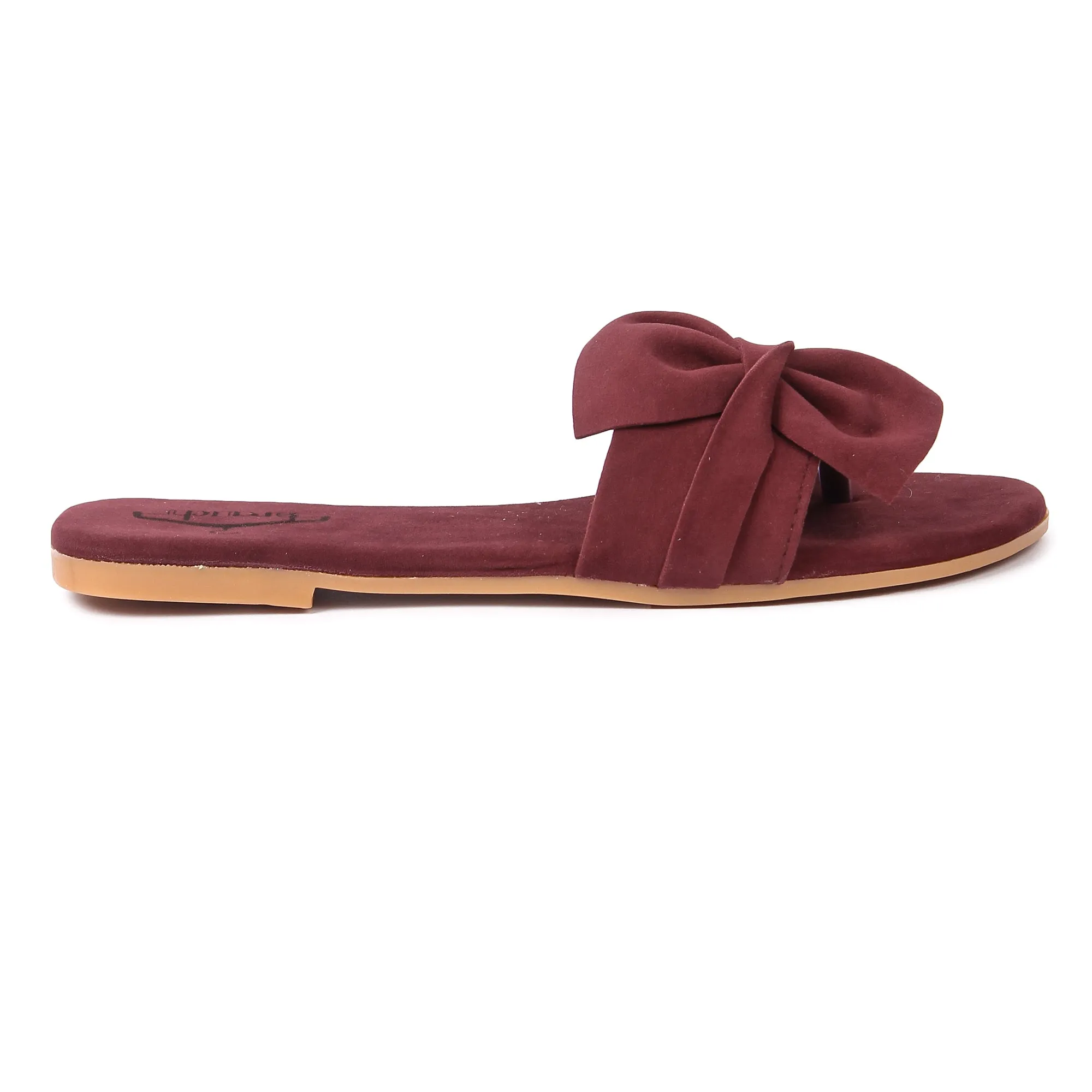 Brauch Women's Maroon Suede Bow Flats/Slippers