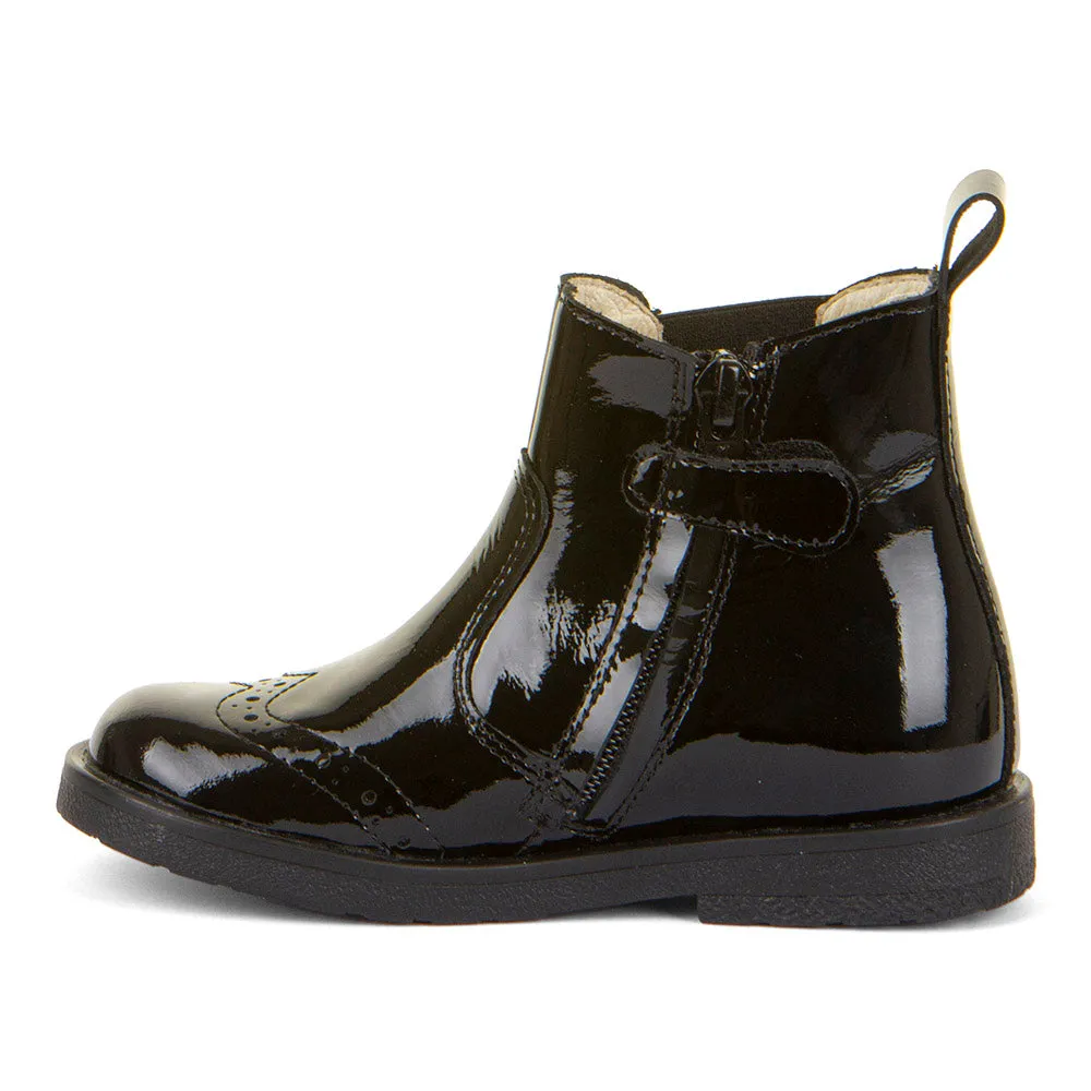 Chelys Black Patent Leather Chelsea Boot