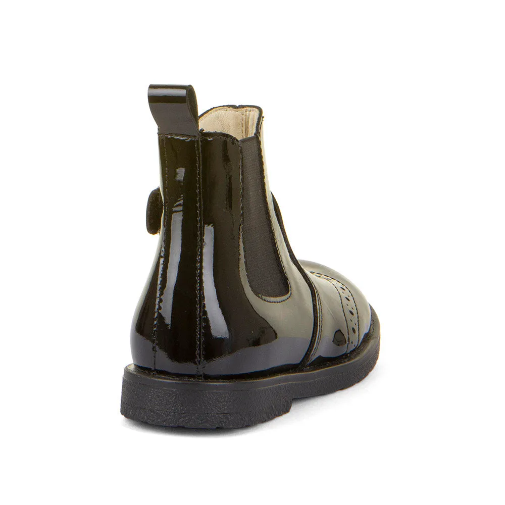 Chelys Black Patent Leather Chelsea Boot