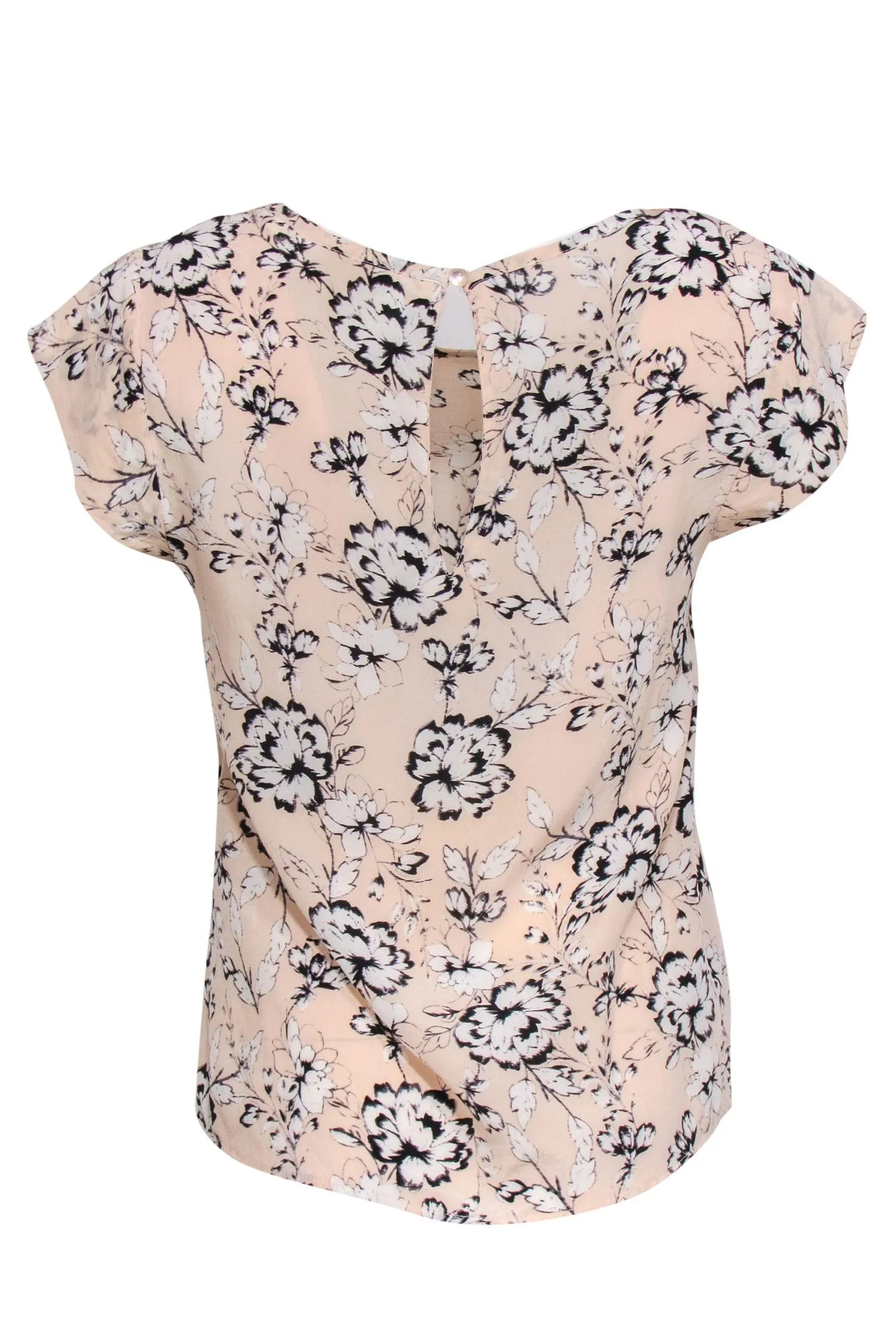 Cynthia Rowley - Pink, White & Black Floral Print Silk Blouse Sz XS