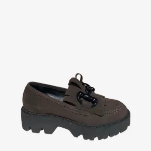 Fucsia Suede Loafer - Chocolate