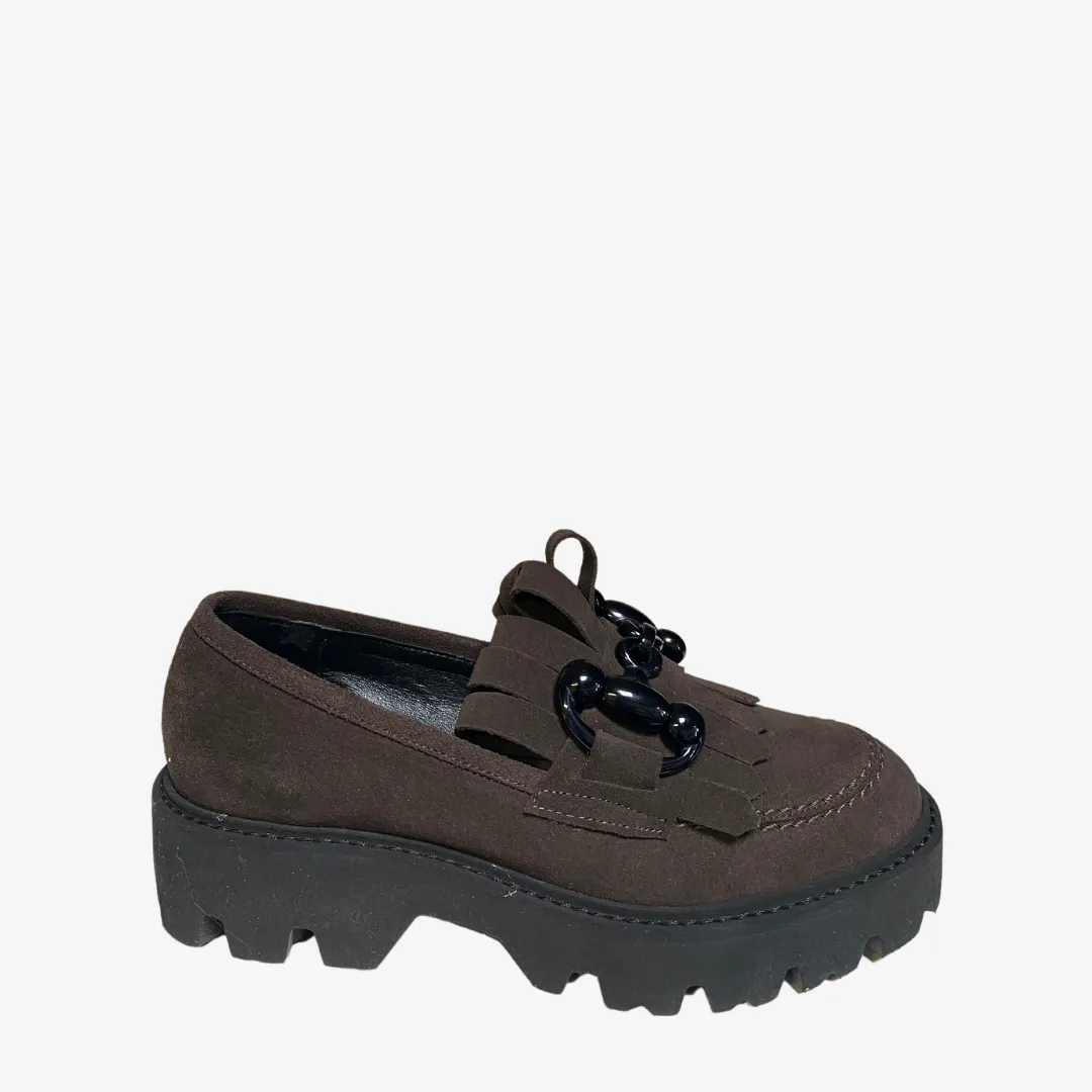 Fucsia Suede Loafer - Chocolate