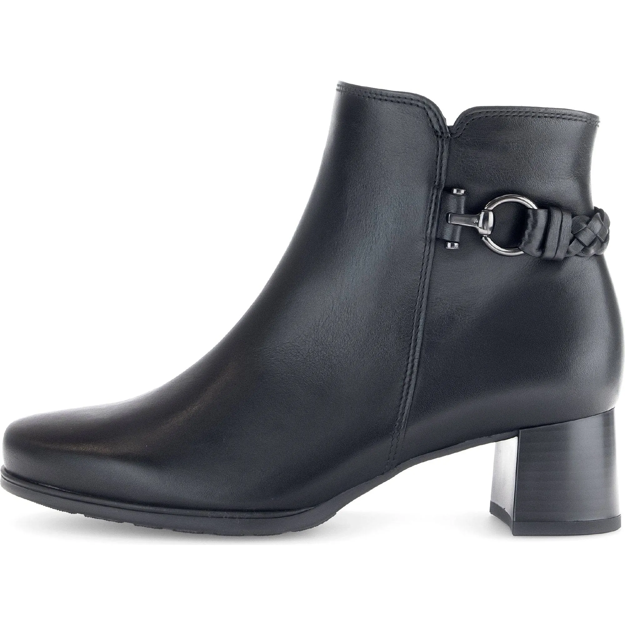 Gabor Kathleen 52.822.57 Ladies Black Wide Leather Side Zip Ankle Boots