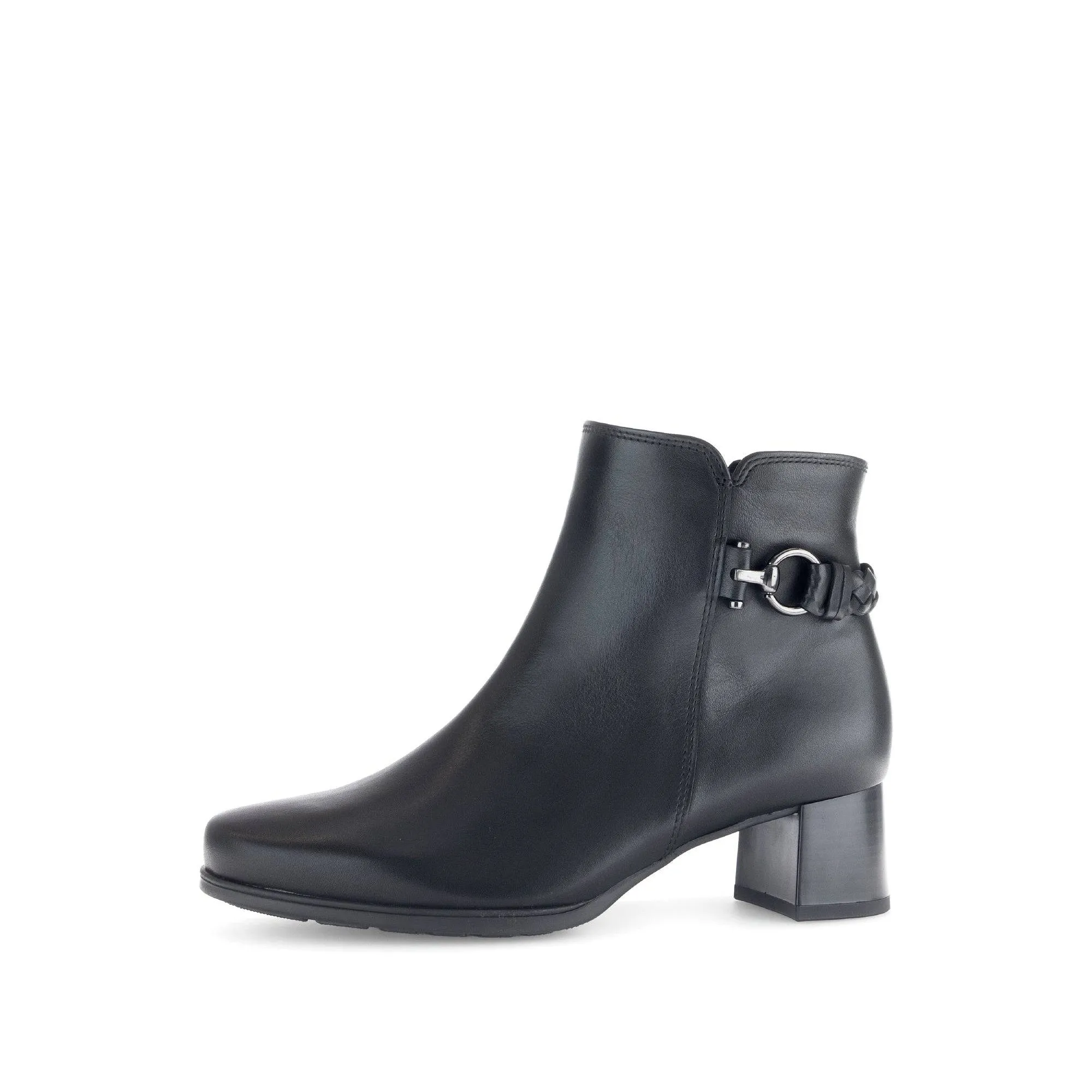 Gabor Kathleen 52.822.57 Ladies Black Wide Leather Side Zip Ankle Boots