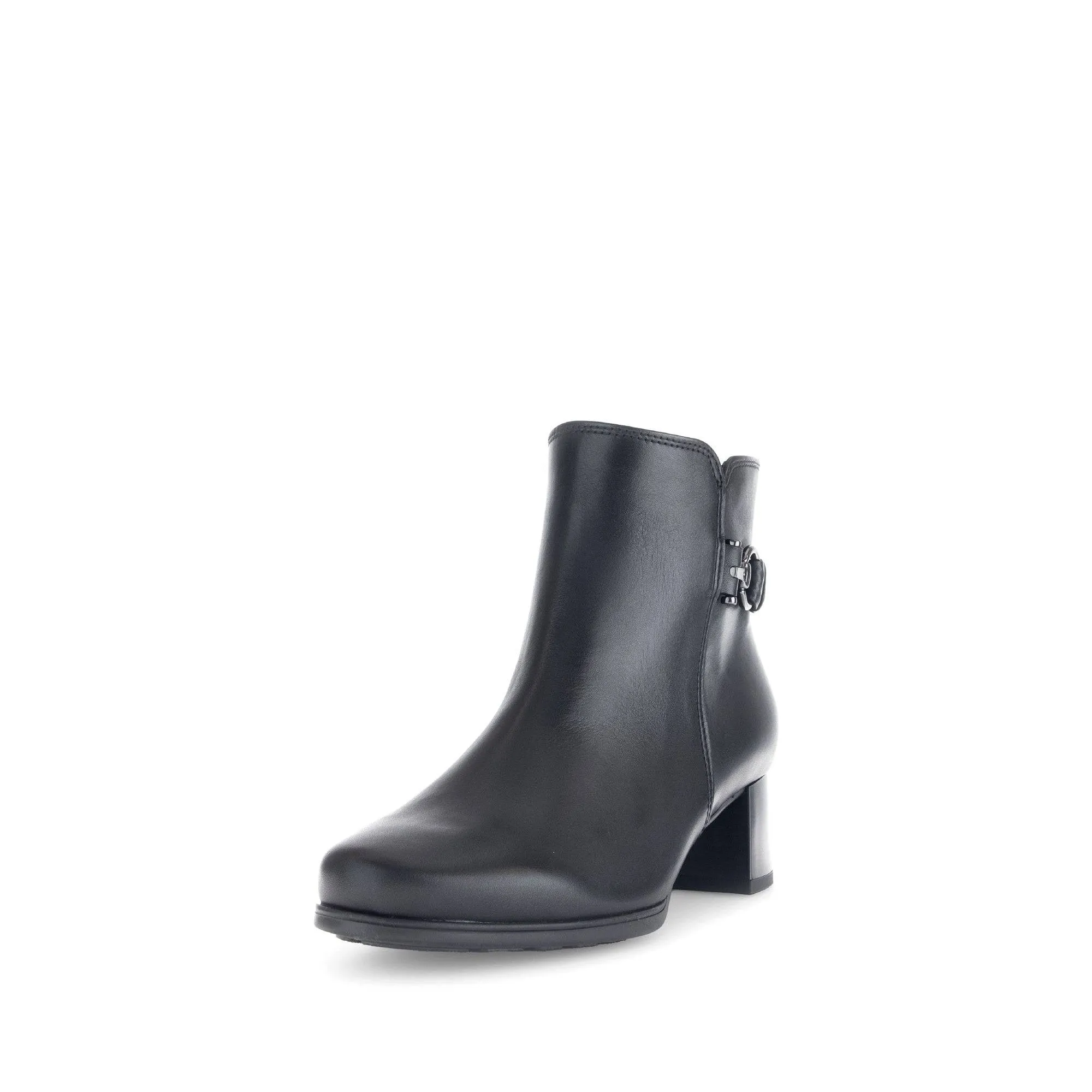 Gabor Kathleen 52.822.57 Ladies Black Wide Leather Side Zip Ankle Boots