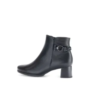 Gabor Kathleen 52.822.57 Ladies Black Wide Leather Side Zip Ankle Boots
