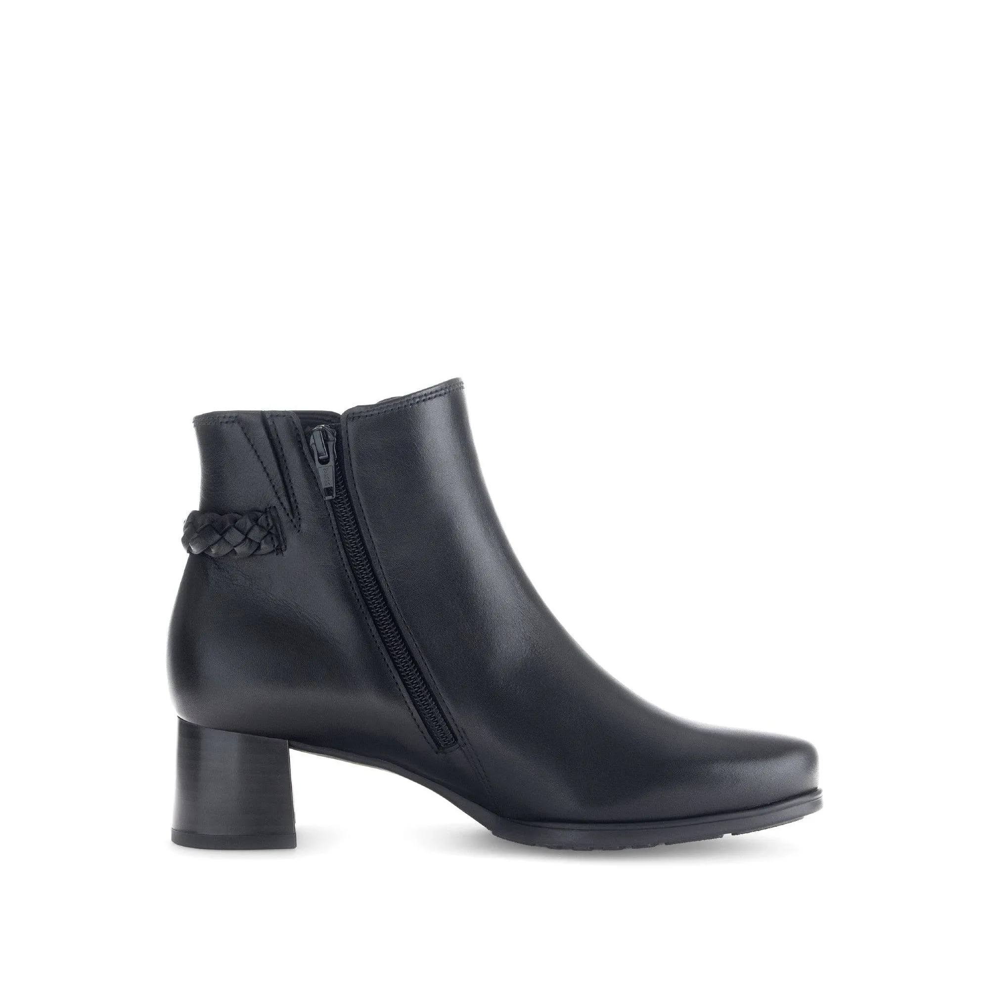 Gabor Kathleen 52.822.57 Ladies Black Wide Leather Side Zip Ankle Boots