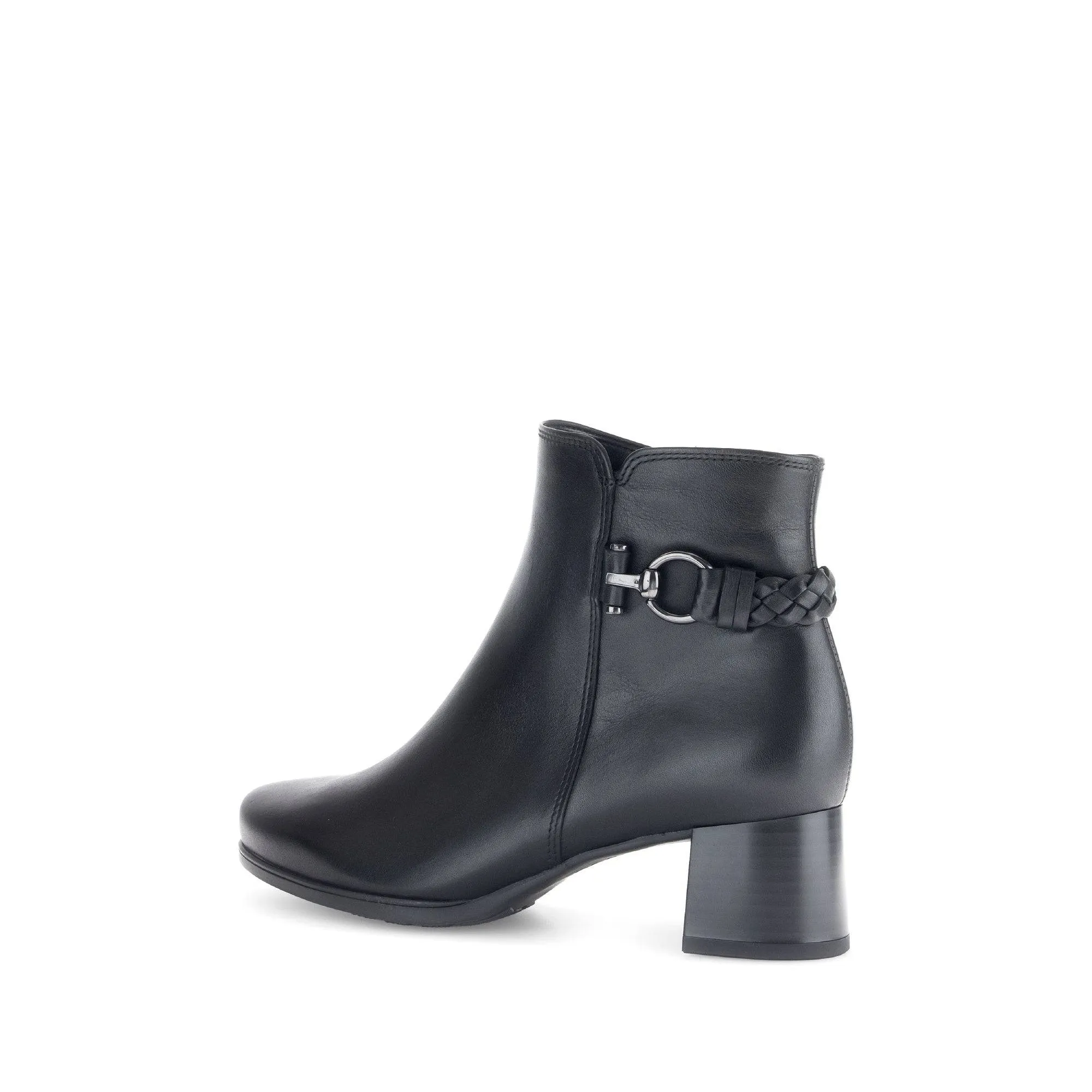 Gabor Kathleen 52.822.57 Ladies Black Wide Leather Side Zip Ankle Boots