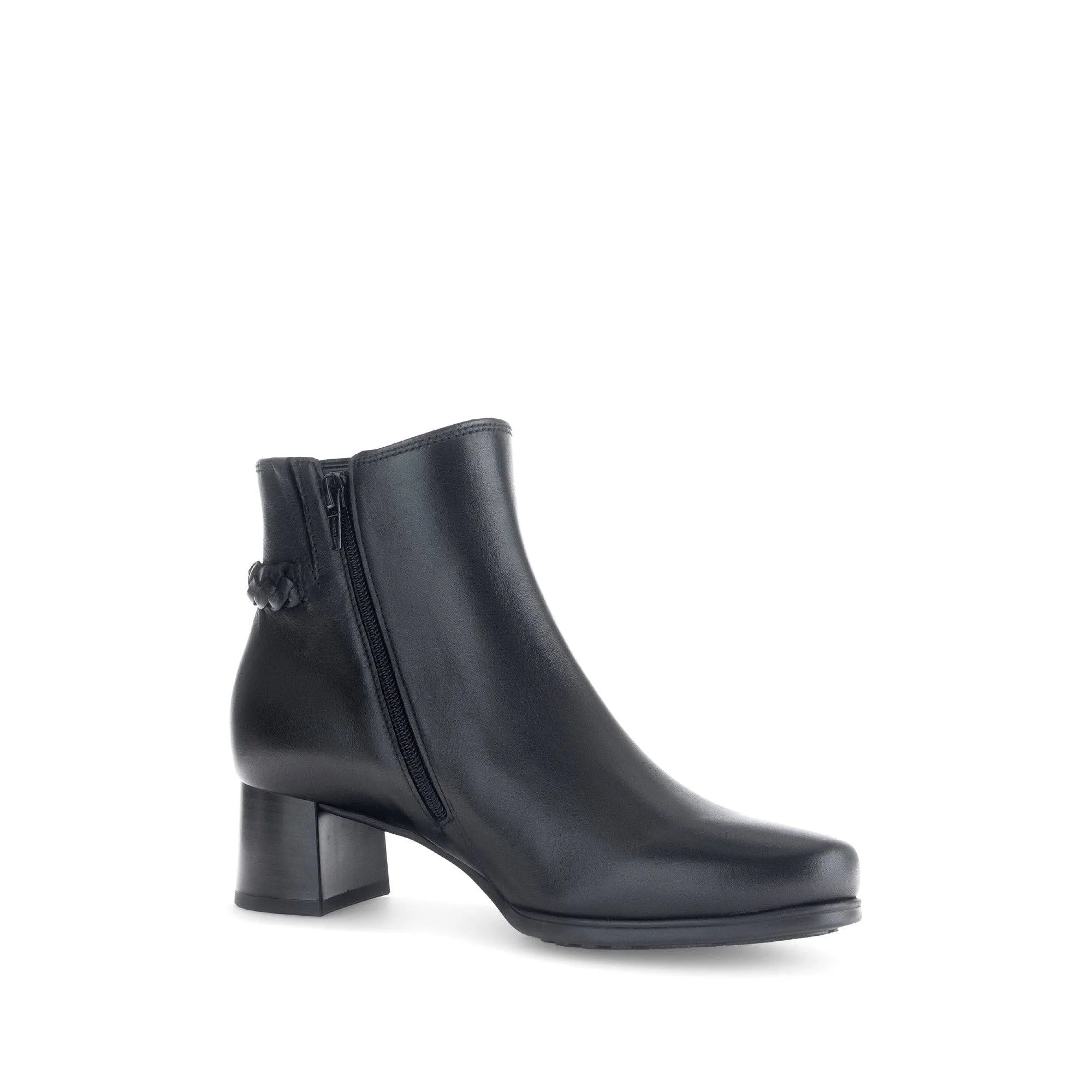 Gabor Kathleen 52.822.57 Ladies Black Wide Leather Side Zip Ankle Boots