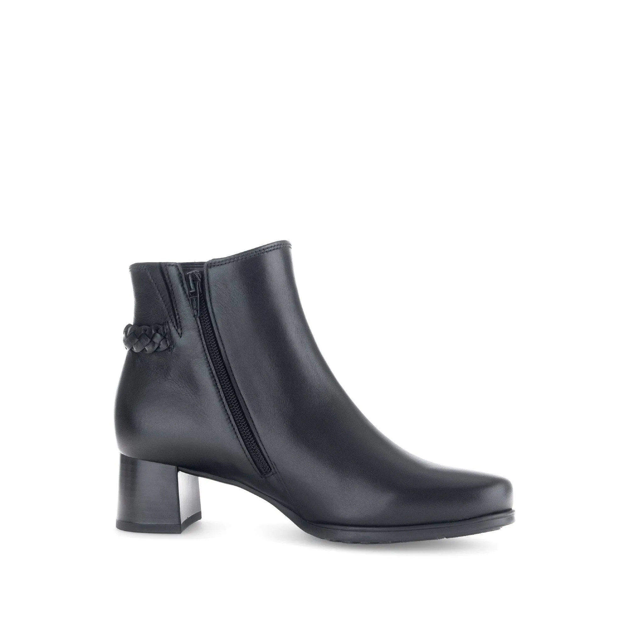 Gabor Kathleen 52.822.57 Ladies Black Wide Leather Side Zip Ankle Boots