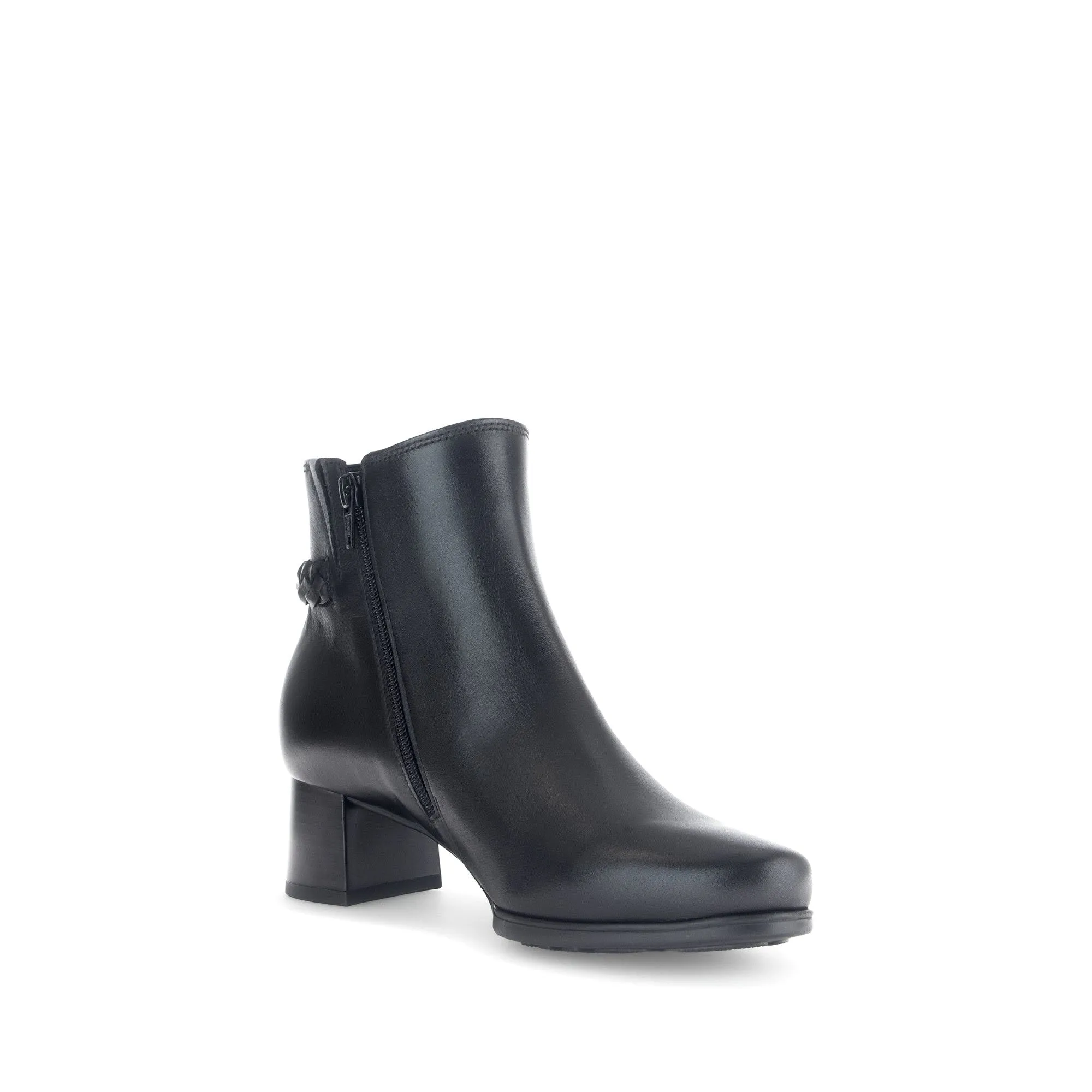 Gabor Kathleen 52.822.57 Ladies Black Wide Leather Side Zip Ankle Boots