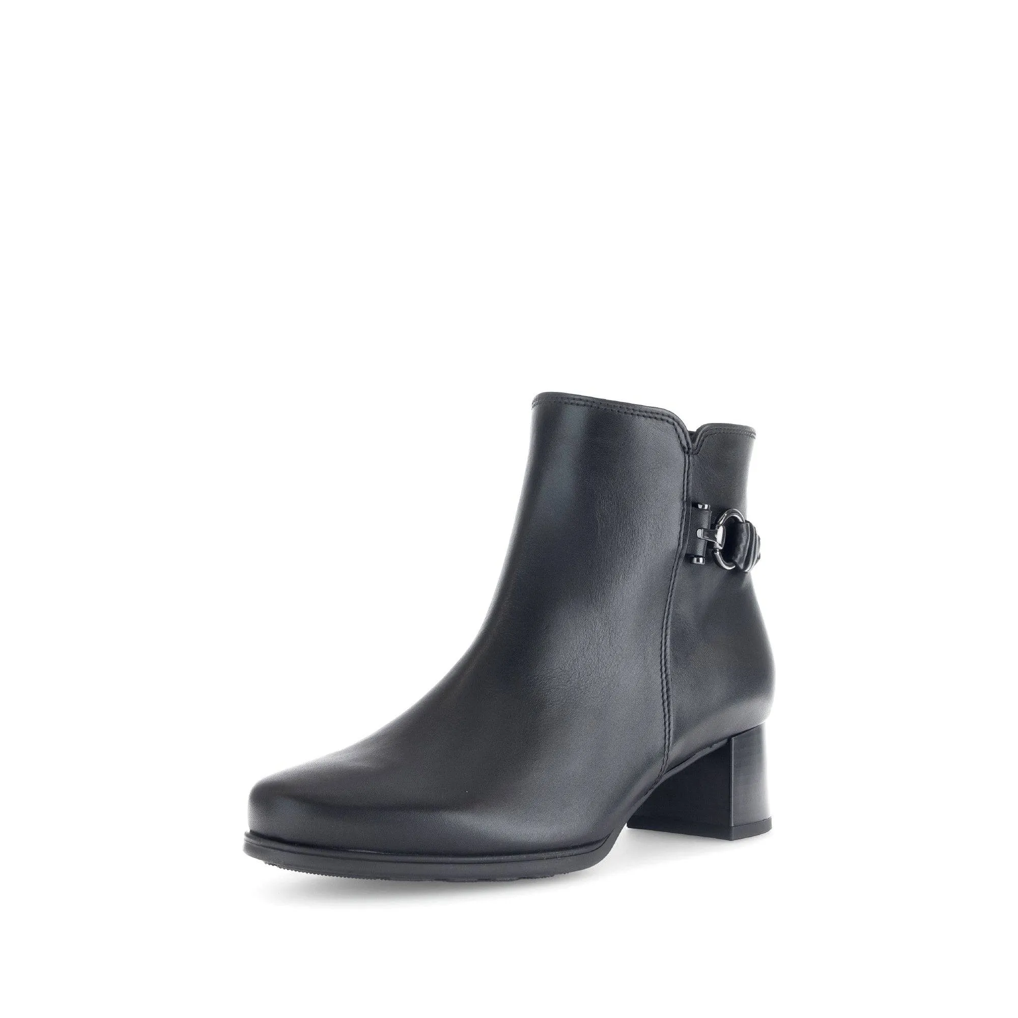 Gabor Kathleen 52.822.57 Ladies Black Wide Leather Side Zip Ankle Boots