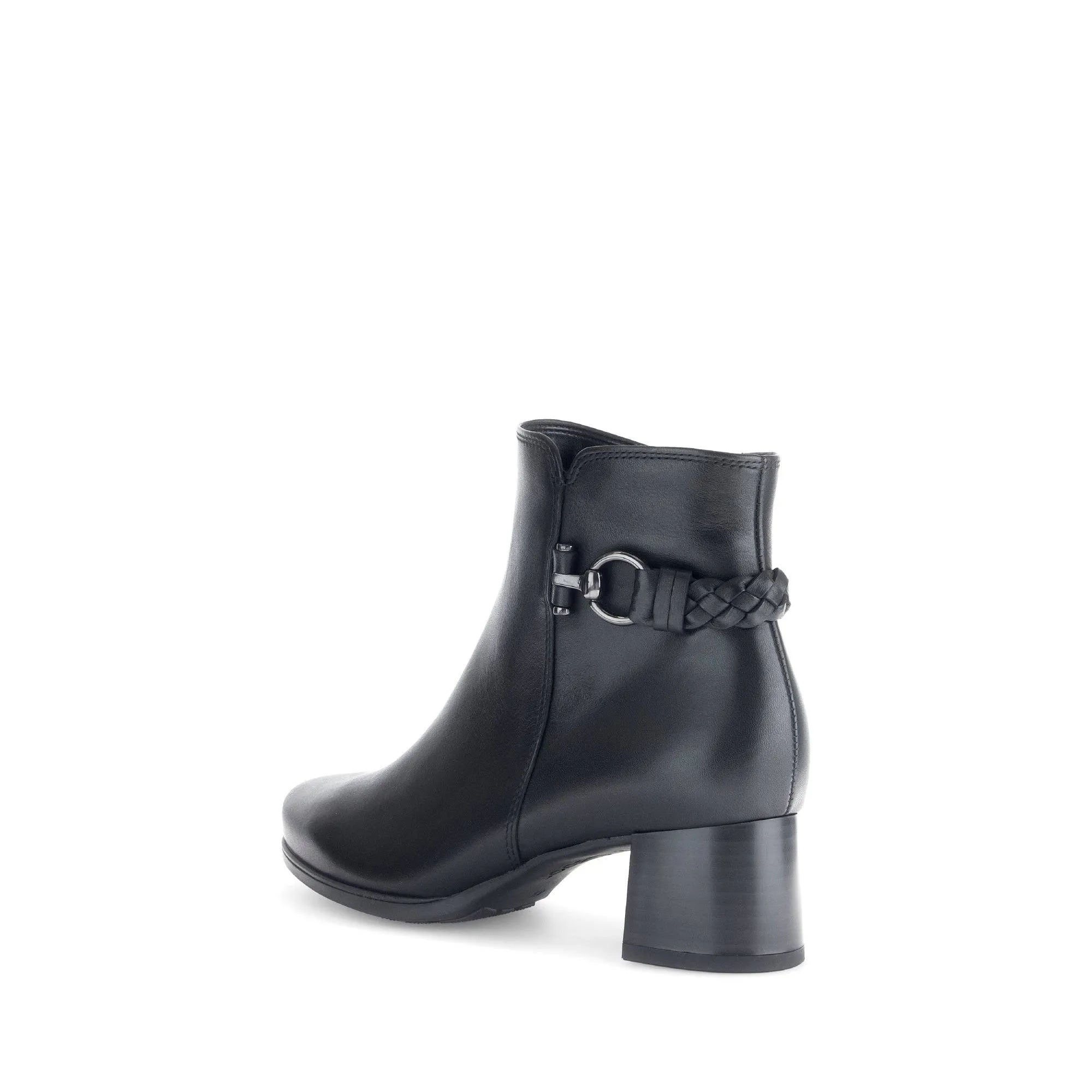 Gabor Kathleen 52.822.57 Ladies Black Wide Leather Side Zip Ankle Boots