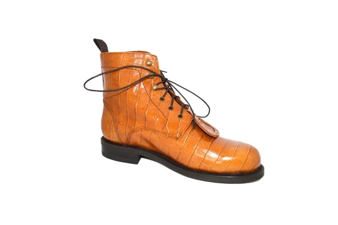 Hawk Harrier - Chukka boot - Tan croc embossed leather - Sample
