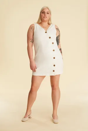 HTO PLUS - BUTTON FRONT DRESS | WHITE