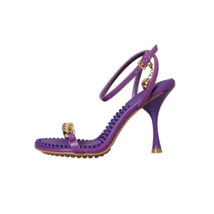 Ilana Purple Sandals Heels with Gold Chain
