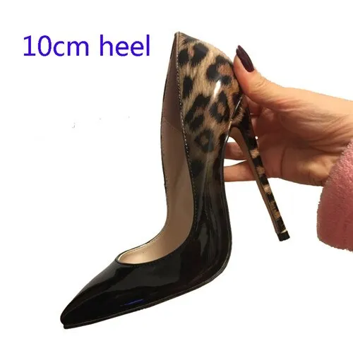 New sexy night club party wedding shoes women Leopard print high heels slip on pointed toe 12cm stiletto pump QP033 ROVICIYA