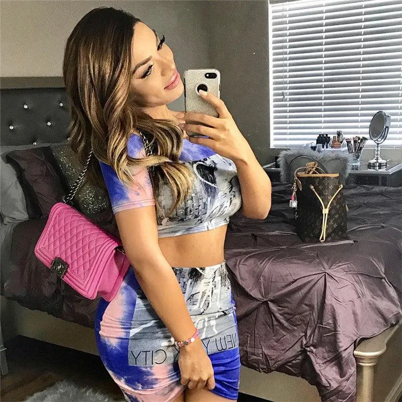 NYC LOVE TIE-DYE SKIRT SET