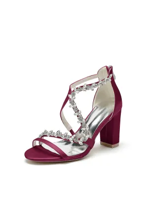 Open Point Toe Rhinestone Beaded Wedding Shoes