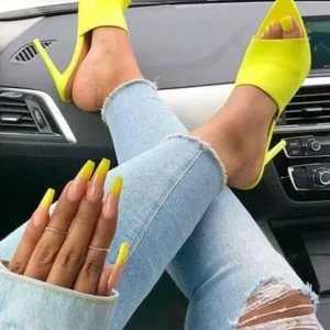 Peep Toe Neon Heels Sandals For Women