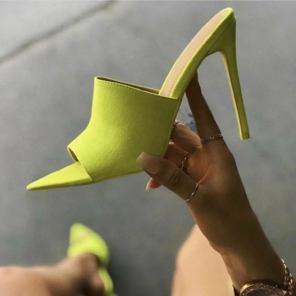 Peep Toe Neon Heels Sandals For Women