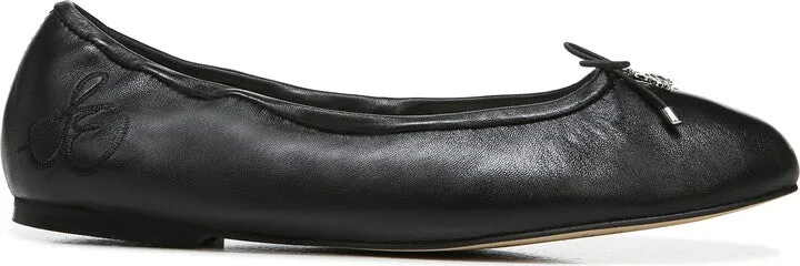 Sam Edelman Felicia Faux Shearling Black Leather Slip On Round Toe Ballet Flats