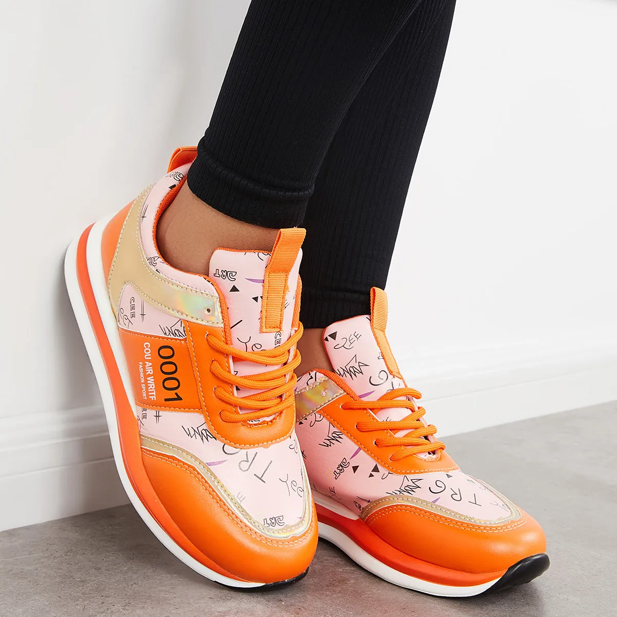 Sohiwoo Women Lace Up Trainer Sneakers Walking Running Shoes