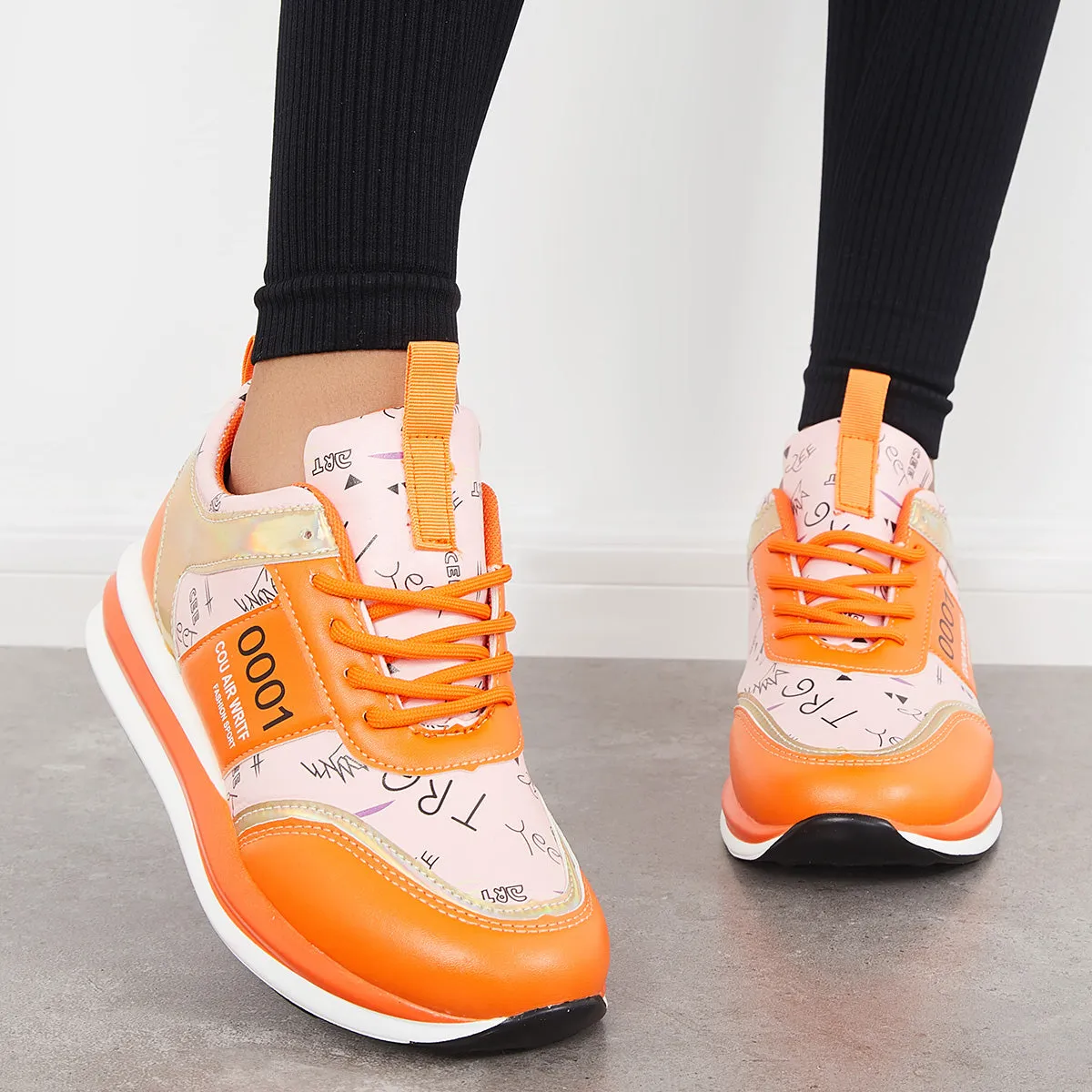 Sohiwoo Women Lace Up Trainer Sneakers Walking Running Shoes