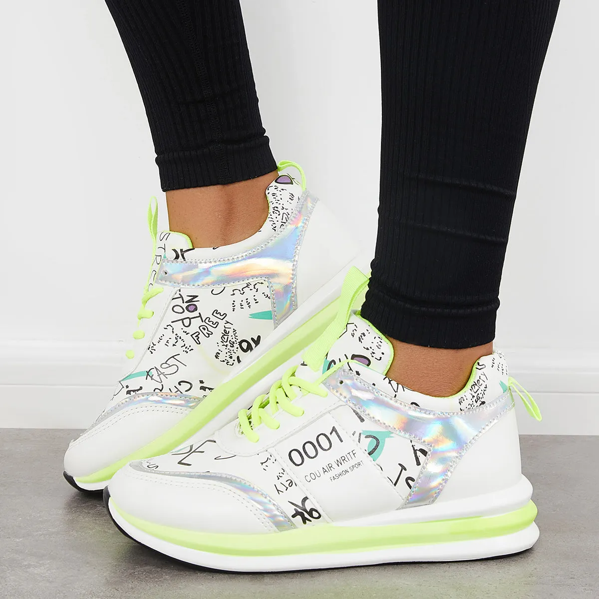 Sohiwoo Women Lace Up Trainer Sneakers Walking Running Shoes
