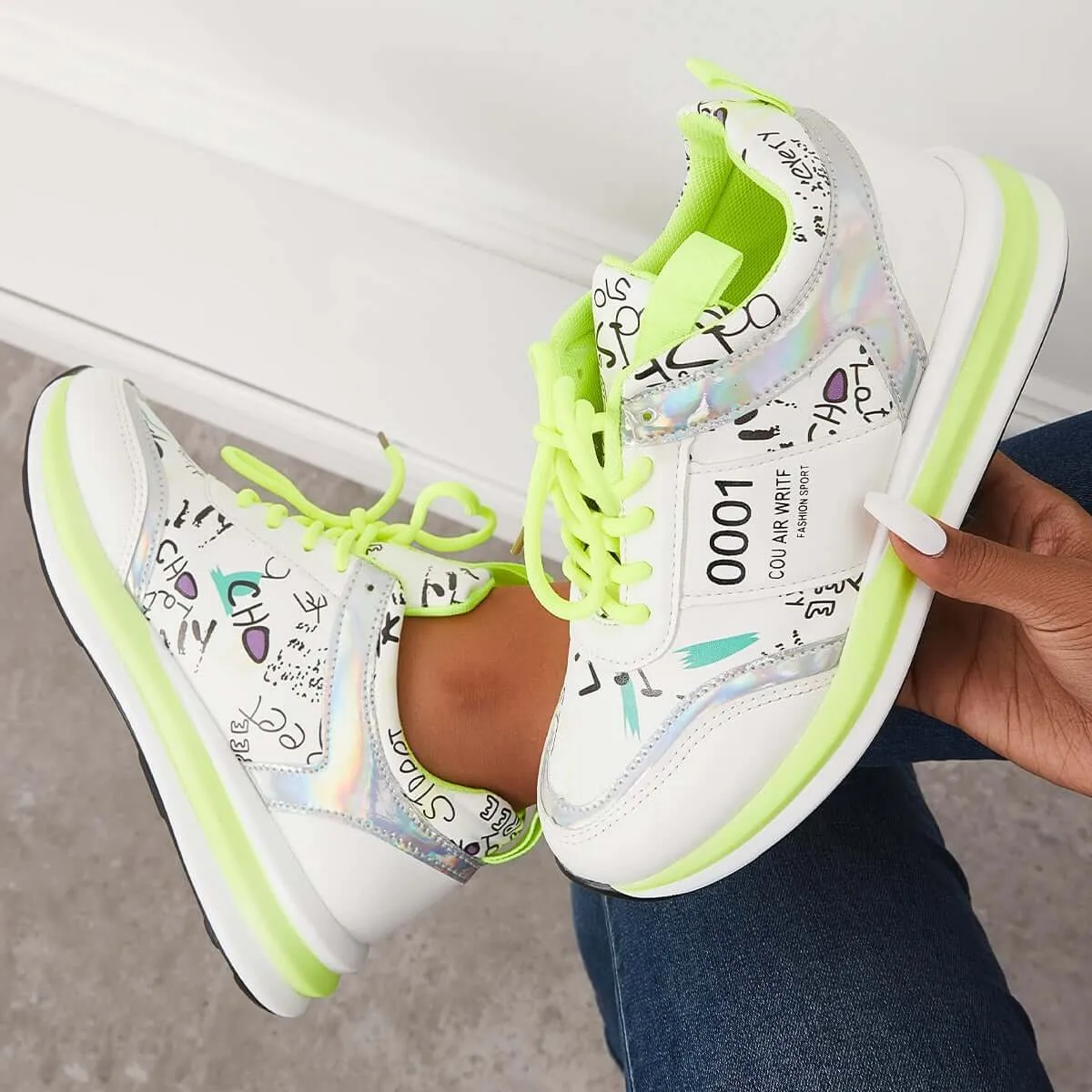 Sohiwoo Women Lace Up Trainer Sneakers Walking Running Shoes
