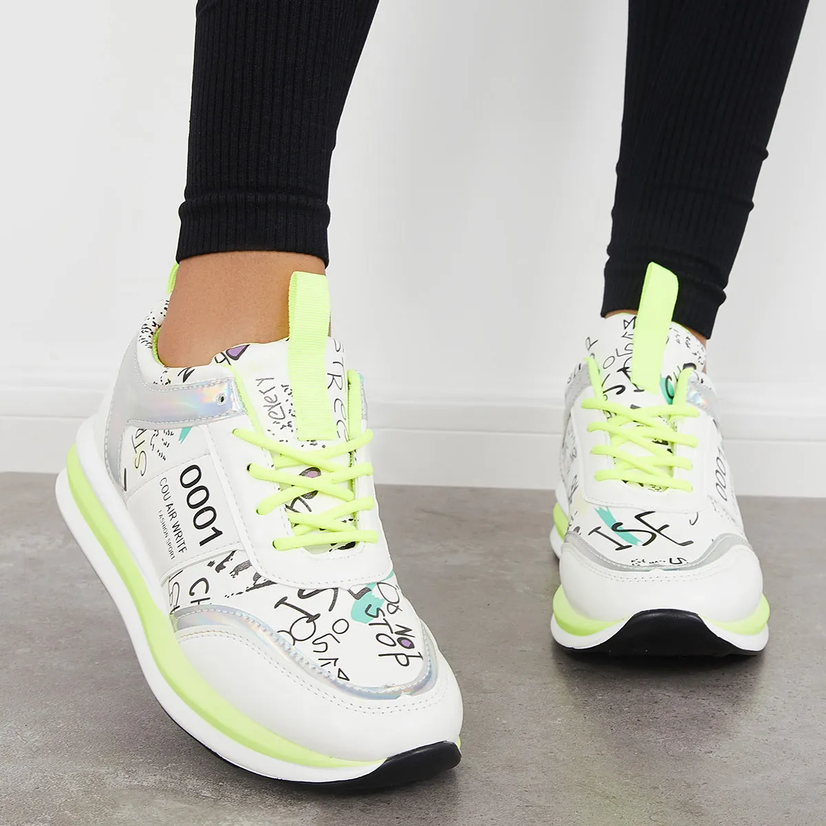 Sohiwoo Women Lace Up Trainer Sneakers Walking Running Shoes