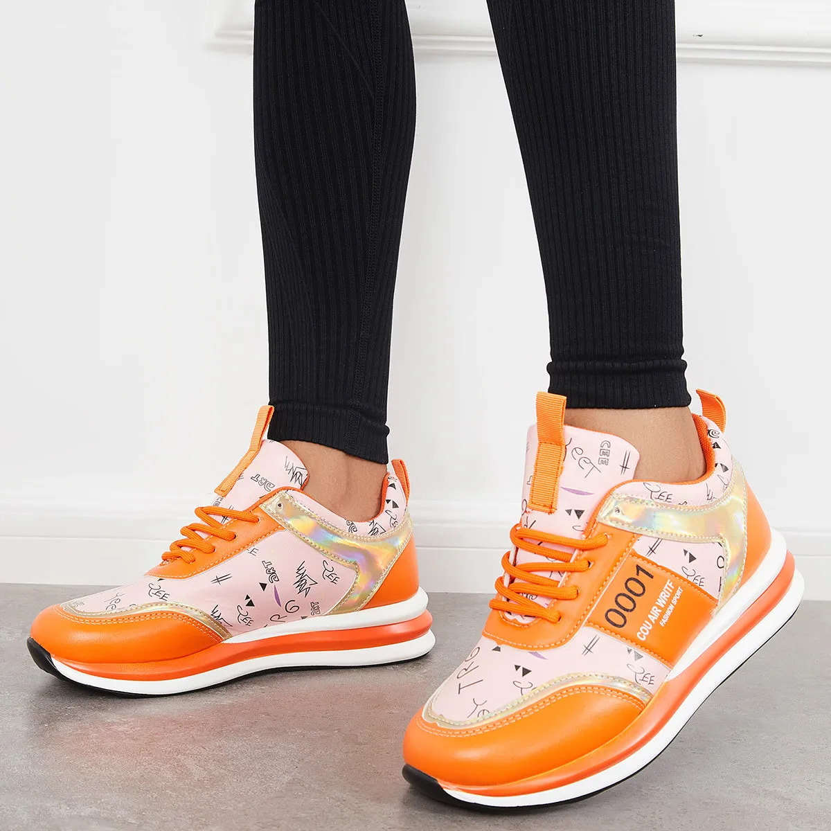 Sohiwoo Women Lace Up Trainer Sneakers Walking Running Shoes