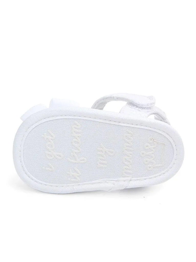 Solid Color Bow Trim Baby Girls Sandals Pink/White