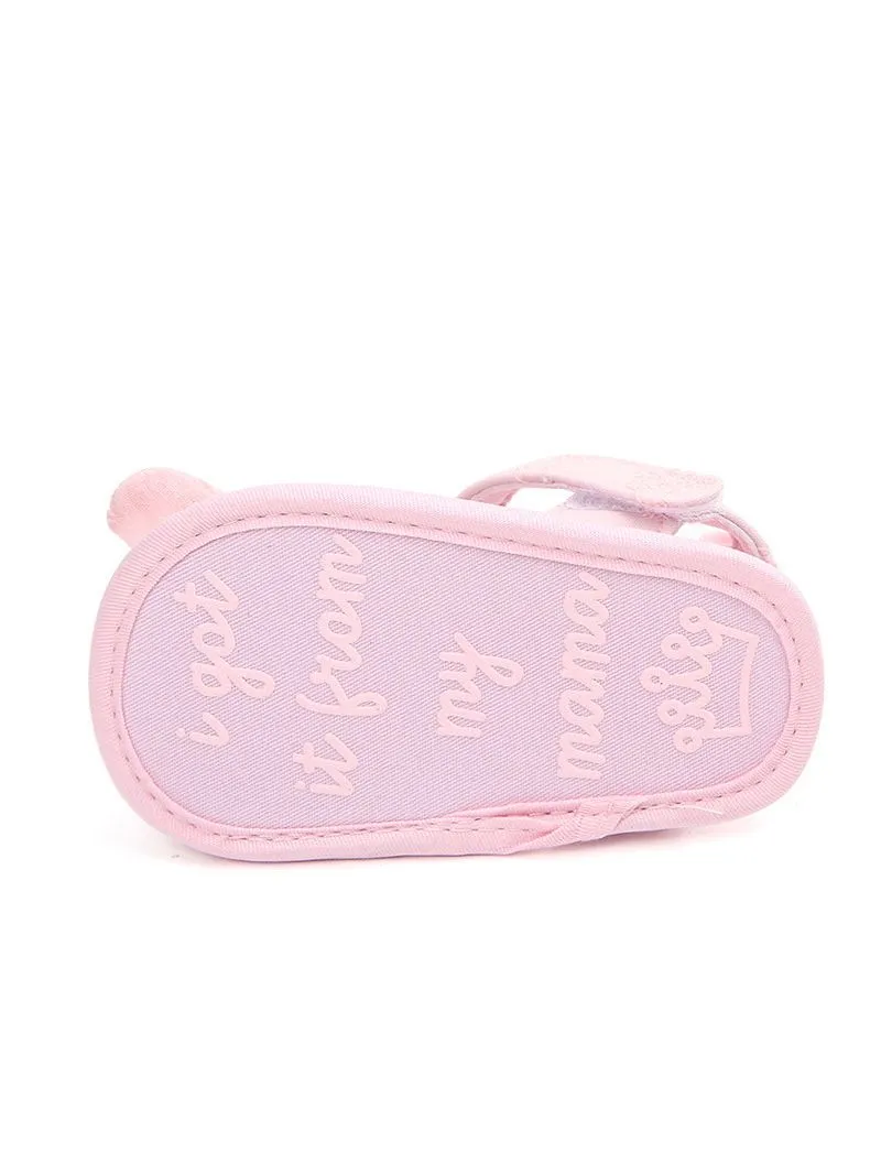 Solid Color Bow Trim Baby Girls Sandals Pink/White