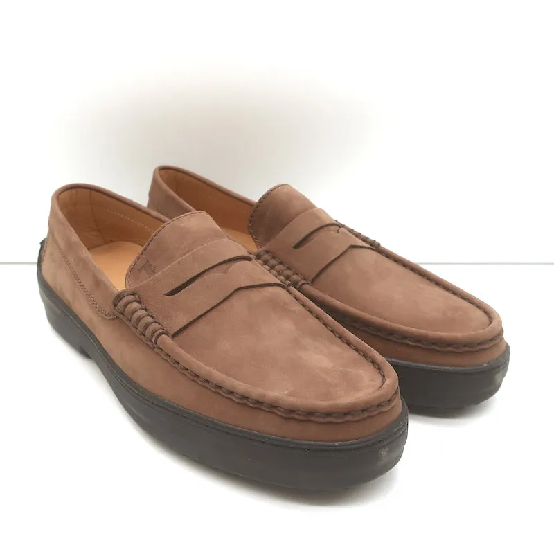 Tod's Driver Penny Loafers Cocoa Brown Suede Size 9 NEW