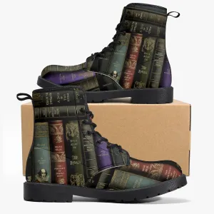 Vintage Books Combat Boots - Dark Academia Aesthetic Shoes - Librarian Boots (JPVINBOOKS)